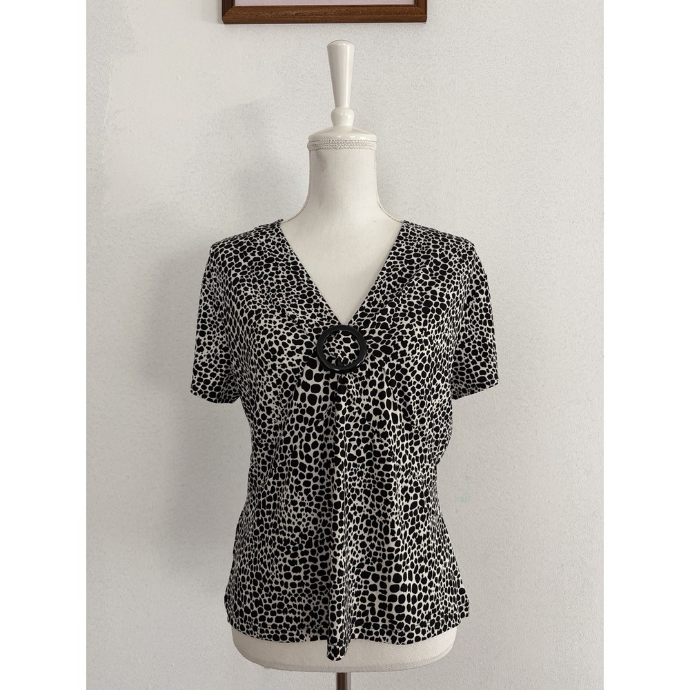 Jones Wear  Studio Ladies Top Black White N Petite XL Lightweight